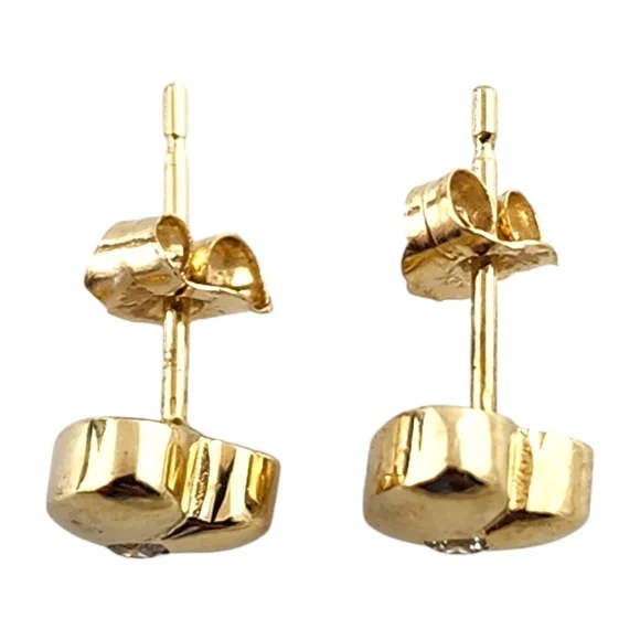 14 Karat Yellow Gold Diamond Heart Stud Earrings #19178 - Picture 2 of 7